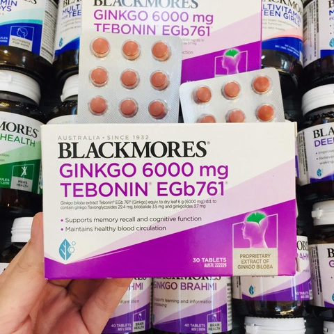 VIÊN UỐNG BỔ NÃO , TĂNG CƯỜNG TRÍ NHỚ BLACKMORES GINKGO 6000 MG TEBONIN - 30V