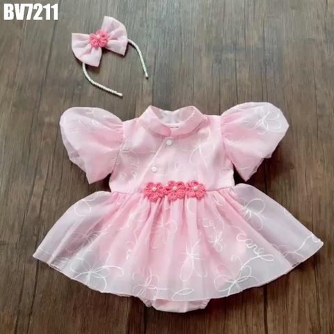 Set Body Váy Voan Cổ Tàu Đính Hoa