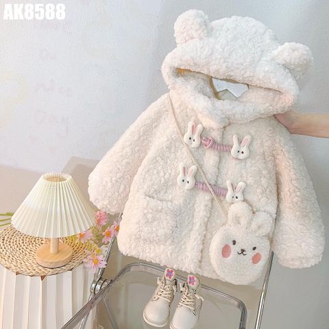Áo Khoác Lông Thỏ Kèm Túi