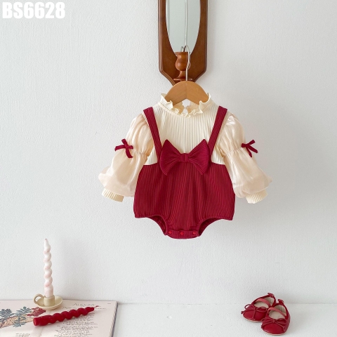 Body Tay Dài Voan Giả Yếm Nơ