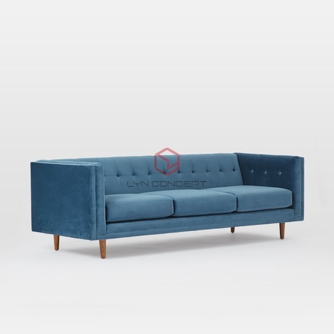 Ghế Sofa Chữ I Tân Cổ Điển Bọc Nhung Chân Gỗ Cao Cấp - SOFA07A