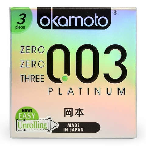 Bao cao su Okamoto 0.03 Platinum Trong Suốt Mềm Mại