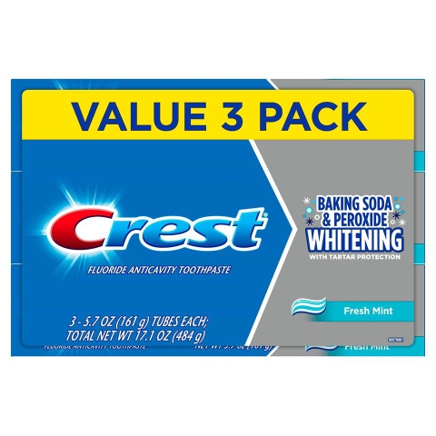 (Tách set) Kem đánh trắng răng Crest Baking Soda & Peroxide Whitening nhập Mỹ (161g)