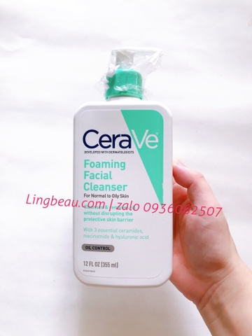 [355ml] Sữa rửa mặt cho da dầu Cerave Foaming Facial Cleanser