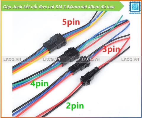 Cặp Jack kết nối đực cái SM 2.54mm dài 40cm đủ loại