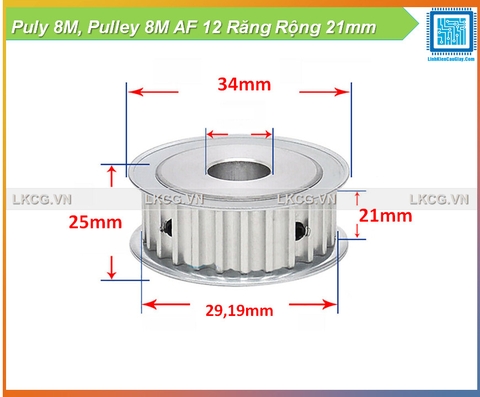 Puly 8M, Pulley 8M AF 12 Răng Rộng 21mm