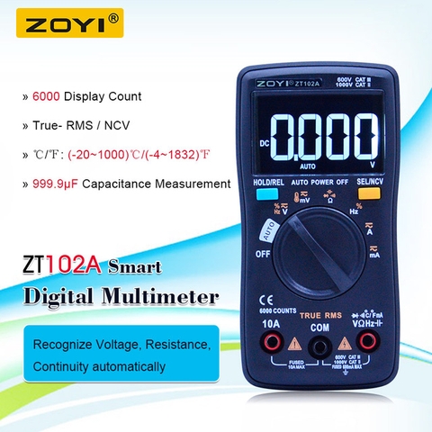 Đồng hồ đo vạn năng ZOYI ZT102A đo điện áp và dòng điện Ac/Dc, tụ điện