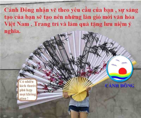 Quạt vải treo tường trơn - nhận vẽ tay theo yêu cầu làm trang trí, biểu diễn, quà tặng lưu niệm Việt Nam ý nghĩa - nhiều kích thước