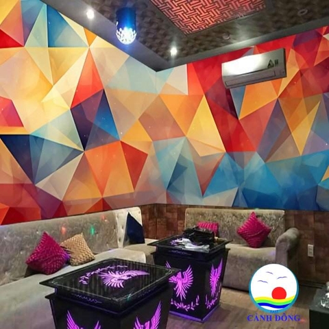 Giấy dán tường trang trí quán karaoke , quán cà phê, phòng nhạc , quán bar sắc màu nghệ thuật dán tường , kính, gỗ - in theo size yêu cầu trên nhiều chất liệu - sẵn keo dán dễ