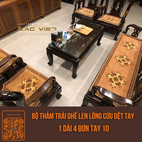 Bộ thảm trải ghế 1 dài 4 đơn khoét cột tay ghế