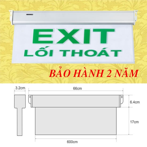 KT670 - Đèn thoát hiểm 2 mặt nền trắng KT670