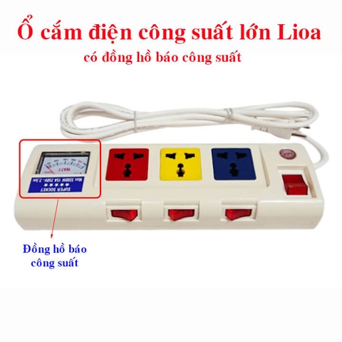 Ổ cắm điện công suất lớn Lioa 3OFSSA2.5-2 - Có đồng hồ báo công suất