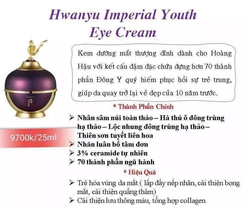 Kem mắt Hoàn lưu cao Whoo Hwanyu Go Eye Cream 25ml