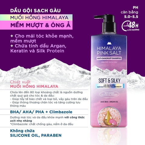 Dầu Gội Himalaya Pink Salt Muối Hồng/ Da Đầu Ngứa/ Ngăn Rụng Tóc Soft & Silky 650ml