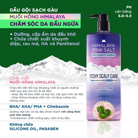 Dầu Gội Dành Cho Da Đầu Bết/ Giảm Ngứa/ Làm Sạch Da Đầu/ Himalaya Pink Salt Itchy Scalp Care 650ml