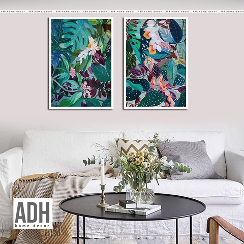 Bộ 2 tranh canvas hình lá hiện đại ADH8541