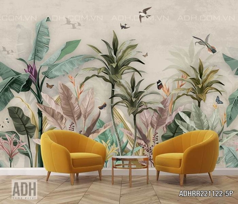 Tranh dán tường rừng rậm Tropical, chinoiseries