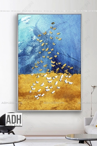 Tranh canvas trừu tượng bướm vàng ADH00728