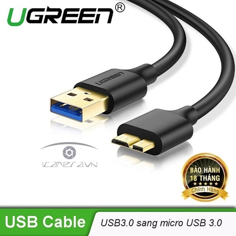 Cáp USB 3.0 to Micro B dài 2m Ugreen 10843 chính hãng
