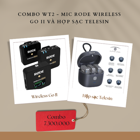 COMBO WT2 - Mic Rode Wireless Go II và Hộp sạc nhanh Telesin