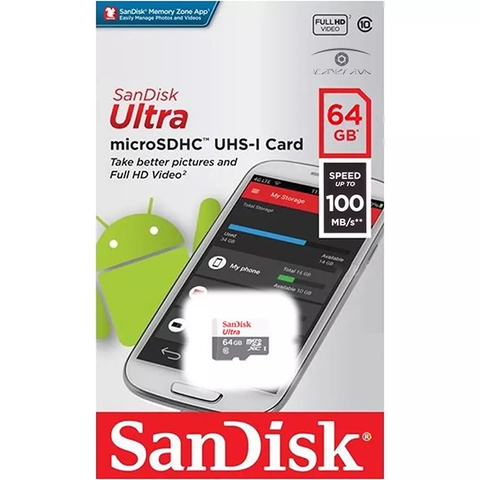 Thẻ nhớ MICROSDXC Sandisk Ultra 64GB 100MB/S