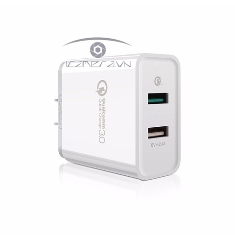 Sạc nhanh hỗ trợ 2 cổng QuickCharge 3.0 Chính hãng Ugreen 30563/30599