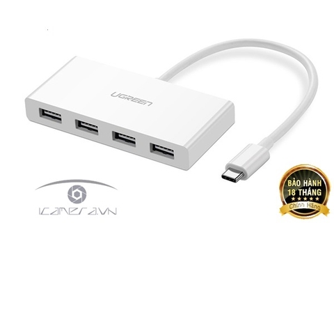 Cáp chuyển đổi USB-C to VGA + Hub USB 2.0 hỗ trợ Lan 10/100Mbps Ugreen 30439