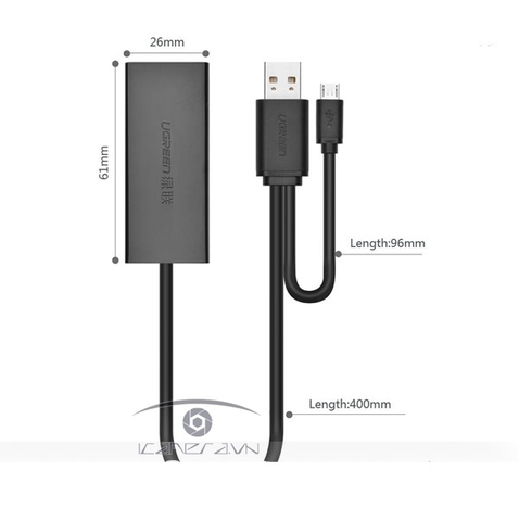 Ugreen 30219 - Cáp USB 2.0 tích hợp OTG to Lan 10/100Mbps