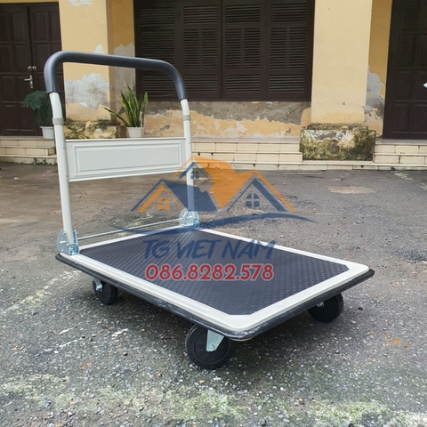 Xe đẩy hàng 4 bánh 300kg sàn thép FactDept FD300
