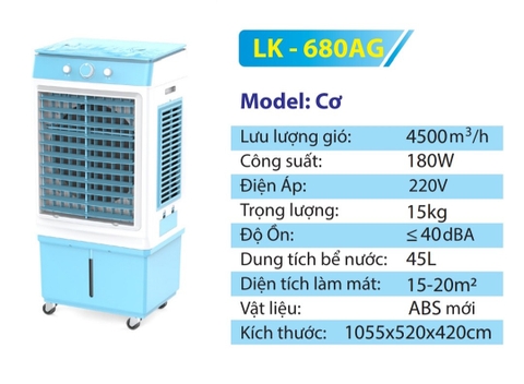 Quạt Hơi Nước 45 Lít LK-680AG 