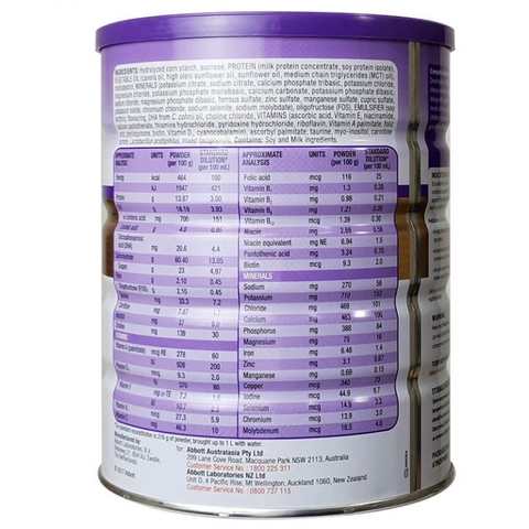 Sữa PediaSure Úc Nắp Tím 850G (trẻ từ 1-10 tuổi)