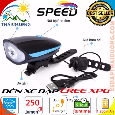 Đèn Còi Xe Đạp CREE-XPG 7588 | Đèn LED Siêu Sáng Chống Nước | Sạc USB