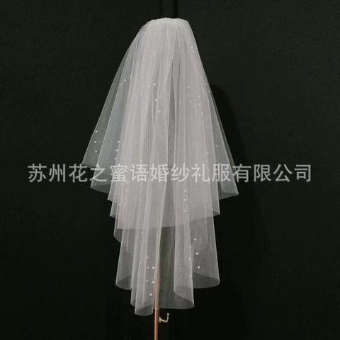 voan lúp cô dâu dài vừa 2 lớp 60-80CM ngoc trai nhiều mẫu dùng cho lễ cưới chụp studio - CD135