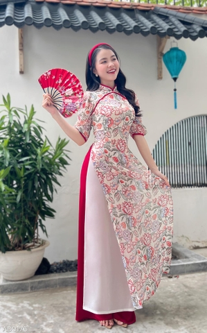 Áo Dài 4 Tà Ngọc Trai Màu