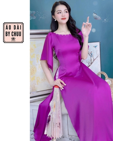 Áo Dài Cổ Thuyền Tay Xéo AD9239