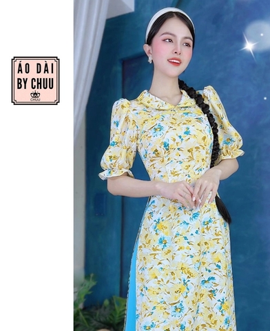 Áo Dài Cổ Sen Sao Mộc AD9255