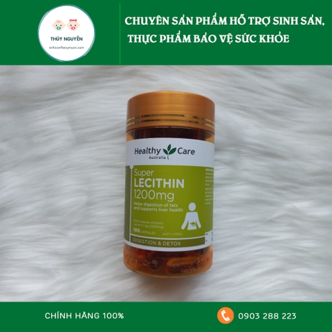 Mầm đậu nành Super Lecithin 1200mg 100 viên Healthy Care Úc