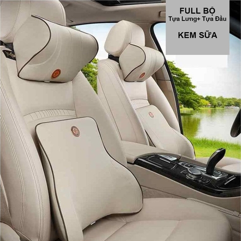 Gối Tựa Lưng - Gối Tựa Đầu Ô Tô - Gối Tựa Cổ Ô Tô | Chất Liệu Da Ruột Cao su Non Cao Cấp không phải loại cao su cứng