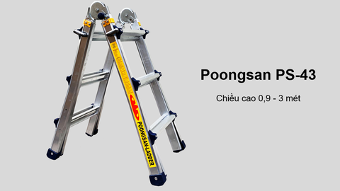 Chi tiết thang nhôm Poongsan PS-43 | Đa năng, gọn nhẹ, nhập khẩu Korea