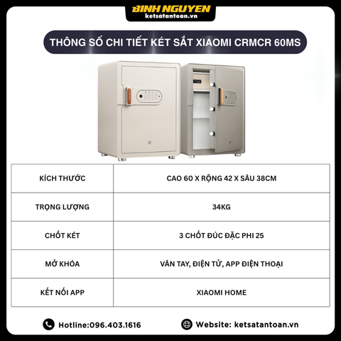 Thông số chi tiết két sắt Xiaomi CRMCR 60MS