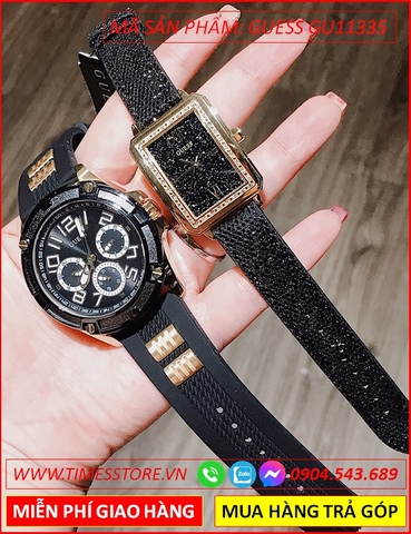 Đồng Hồ Cặp Đôi Guess Mặt Full Đen Thể Thao Thời Trang