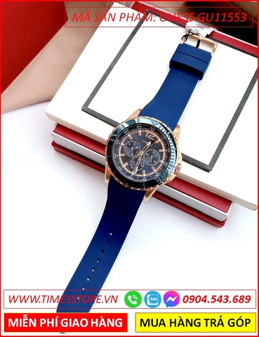 Đồng Hồ Nam Guess Maverick Rose Gold Dây Silicone Xanh