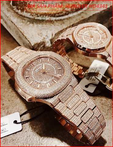 Đồng hồ Nam Huboler Mặt Vuông Đính Full Đá tựa Patek Philippe (41mm)