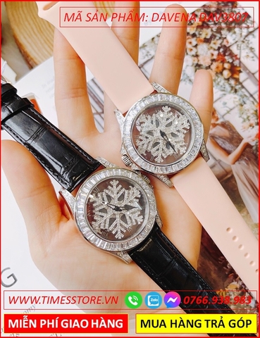 Đồng hồ Nữ Davena Mặt Xoay Bông Hoa Tuyết Swarovski (39mm)