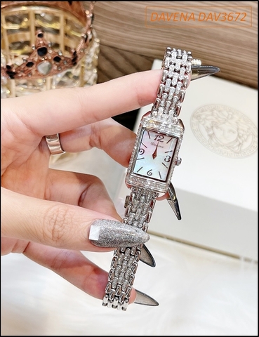 Đồng hồ Nữ Davena Mặt Chữ Nhật Full Đá Swarovski Crystal (30mm)