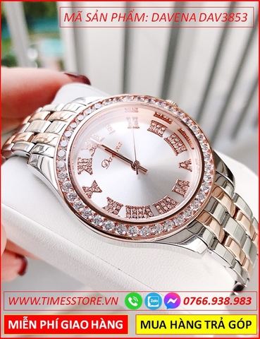 Đồng hồ Nữ Davena Mặt Số La Mã Demi Rose Gold Swarovski (36mm)