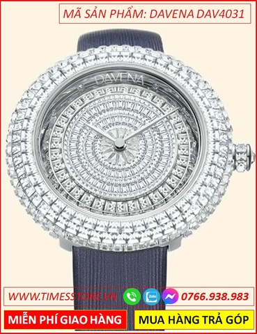 Đồng hồ Nữ Davena Mặt Bông Hoa Full Đá Swarovski Dây Da Lụa