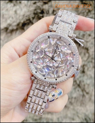 Đồng hồ Nữ Davena Swarovski Mặt Full Đá Pha lê Crystal size lớn (38mm)