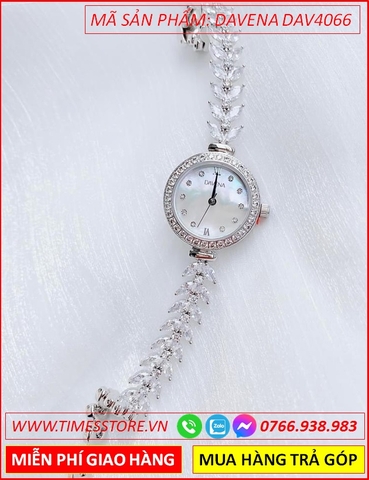 Đồng Hồ Nữ Davena Mặt Tròn Vòng Tay Đính Đá Pha Lê
