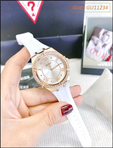 Đồng hồ Nữ Guess Rose Gold Luxury Silicone Màu Trắng